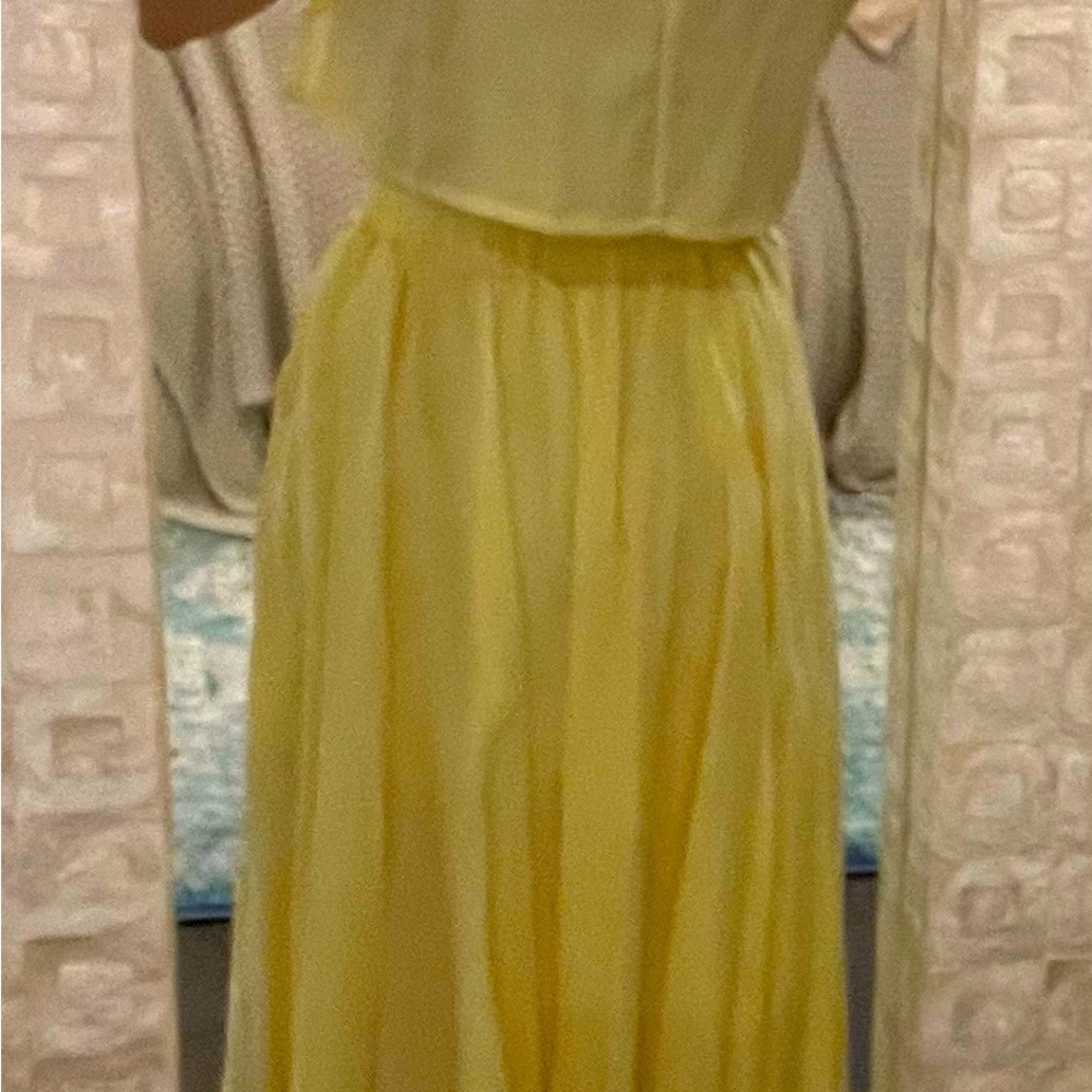 Canary yellow two piece set - crop top and skirt.